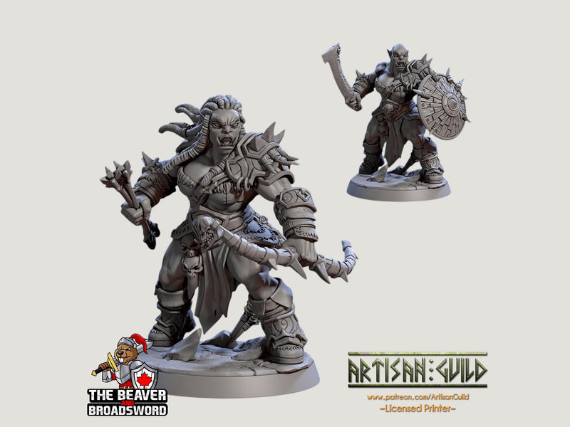 Mountain Orc D Fighter, Barbarian, Ranger premium DnD mini - High Quality Resin Printed 28mm 32mm Tabletop Miniature, Tough Durable Figurine-1