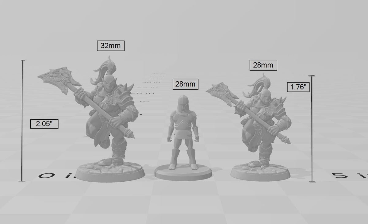 Mountain Orc E Fighter, Barbarian, Ranger premium DnD mini - High Quality Resin Printed 28mm 32mm Tabletop Miniature, Tough Durable Figurine-2