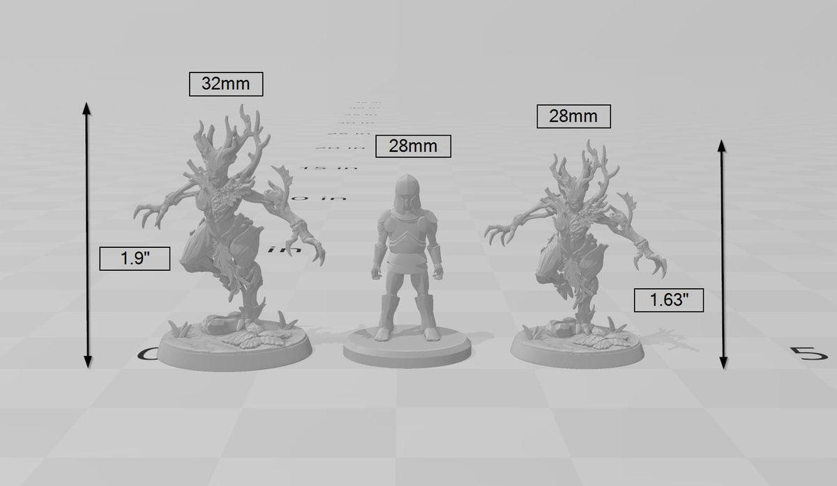 Barkwraith Spriggan B DnD Mini, Fighter, Fey, Dryad, Elven- High Quality Resin Printed DnD 28mm 32mm Tabletop Miniature, Tough Figurine-2
