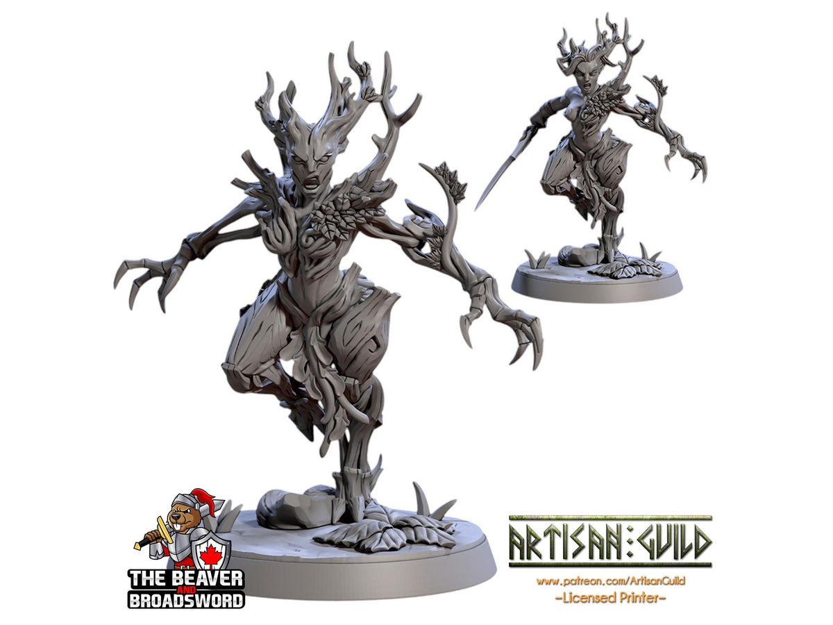 Barkwraith Spriggan B DnD Mini, Fighter, Fey, Dryad, Elven- High Quality Resin Printed DnD 28mm 32mm Tabletop Miniature, Tough Figurine