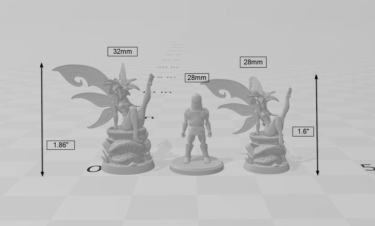 Mandragora, Fairy Pinup Mini - Fey, Monster, Fairy Dryad DnD, Elven- High Quality Resin Printed 28mm 32mm Tabletop Miniature, Tough Figurine-2