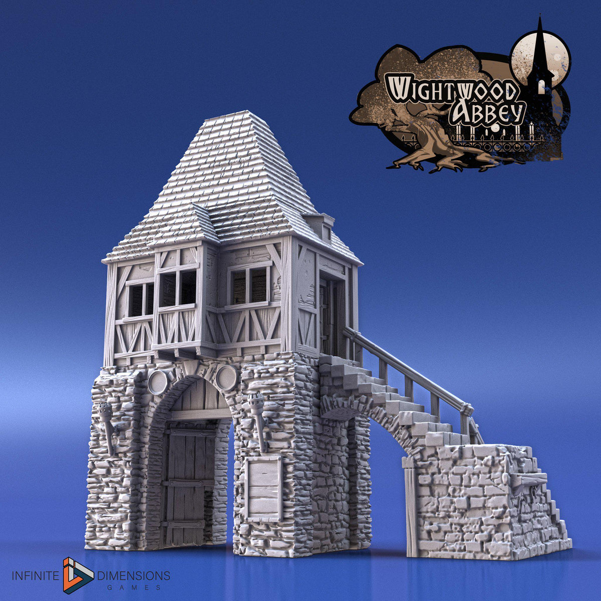 Gatehouse - Whitewood Abbey Set | Diorama | DnD | Wargaming | Building | Village | Town -  High Quality 3D Printed, 15mm, 28mm, 32mm-2