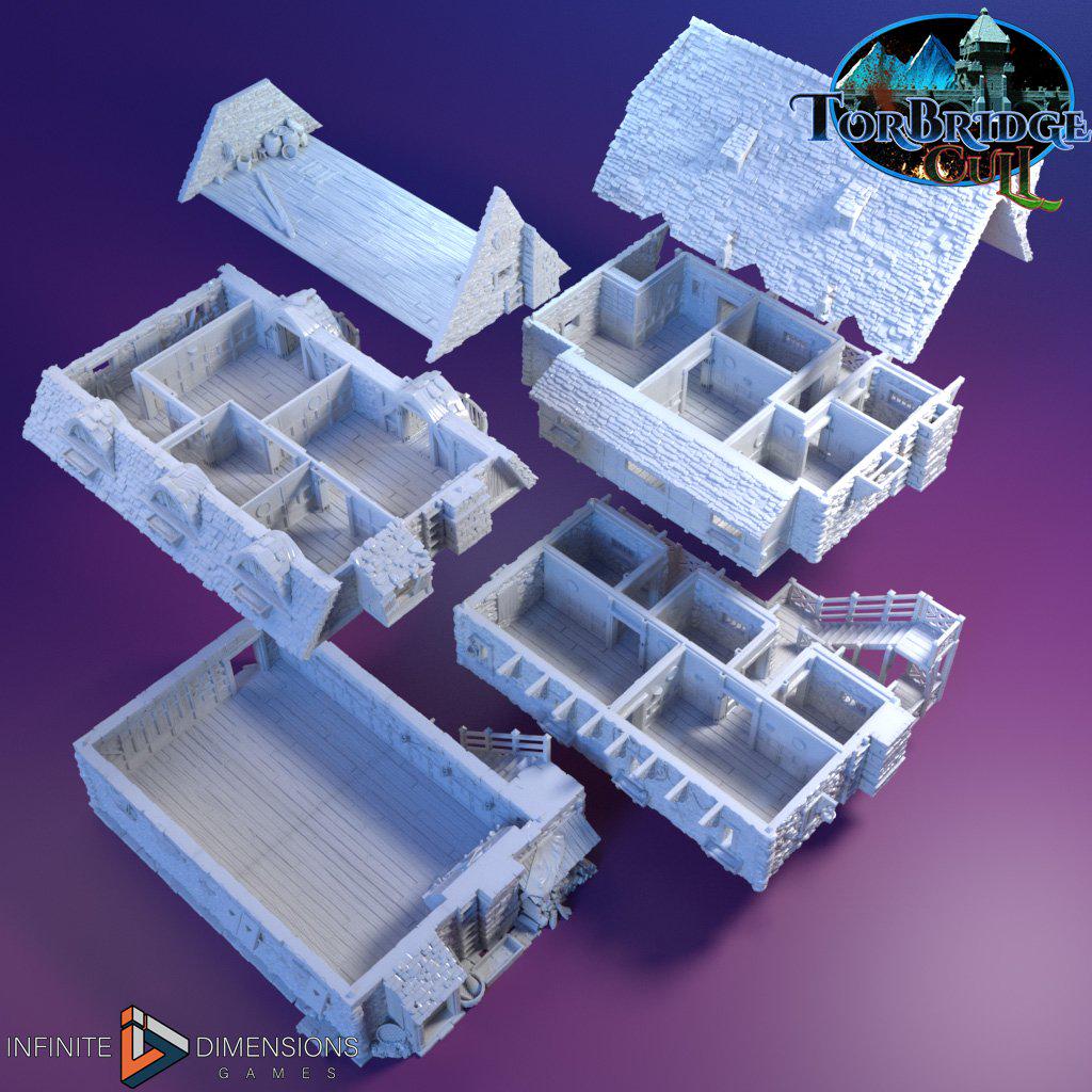 Last Hearth Complete Set Bundle | Diorama | DnD | Wargaming | Building | Village | Town | Inn - High Quality 3D Printed, 15mm, 28mm, 32mm-6