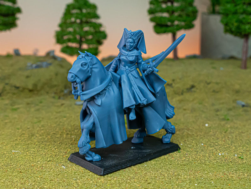 Mounted Gallia Damsel mini - 28/32mm Scale Premium Resin Models for Wargaming and ttRPG, DnD, Human, Gallia, Durable, High Quality-2