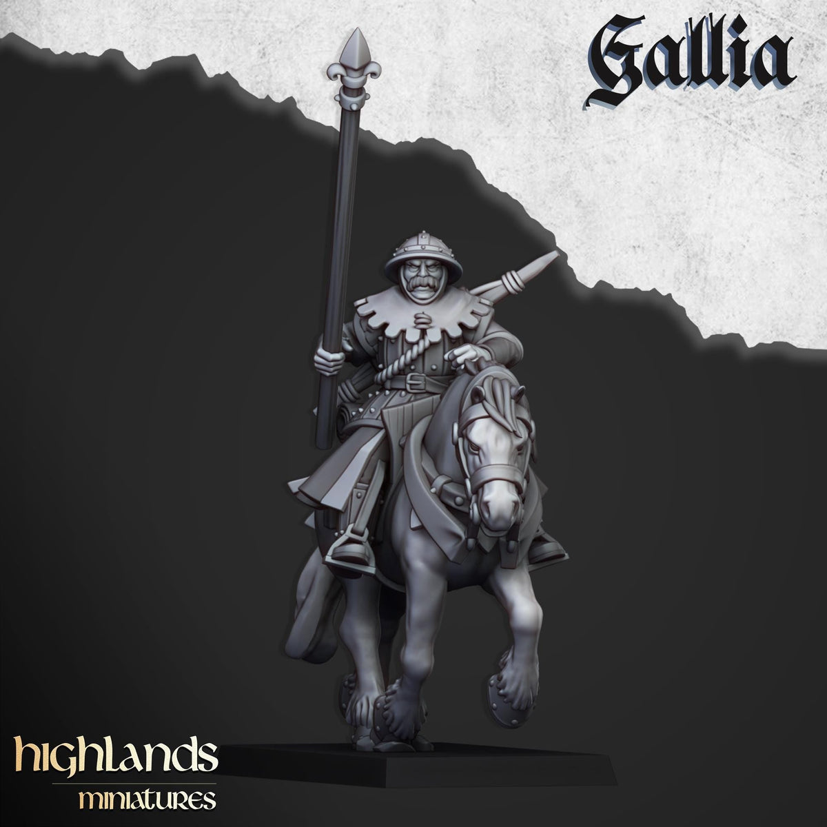 Mounted Men at Arms mini set - 28/32mm Scale Premium Resin Models for Wargaming and RPG, DnD, Human, Gallia, Durable, High Quality Cavalry-6