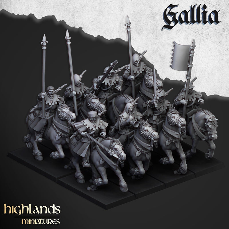 Mounted Men at Arms mini set - 28/32mm Scale Premium Resin Models for Wargaming and RPG, DnD, Human, Gallia, Durable, High Quality Cavalry-1