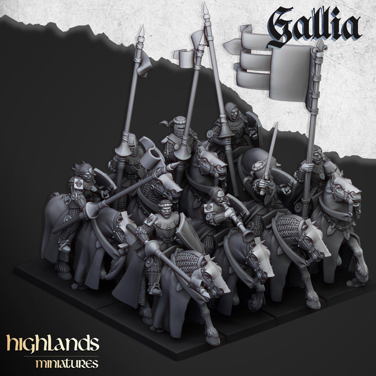Young Knights of Gallia mini set - 28/32mm Scale Premium Resin Models for Wargaming and RPG, DnD, Human, Gallia Durable High Quality Cavalry-1