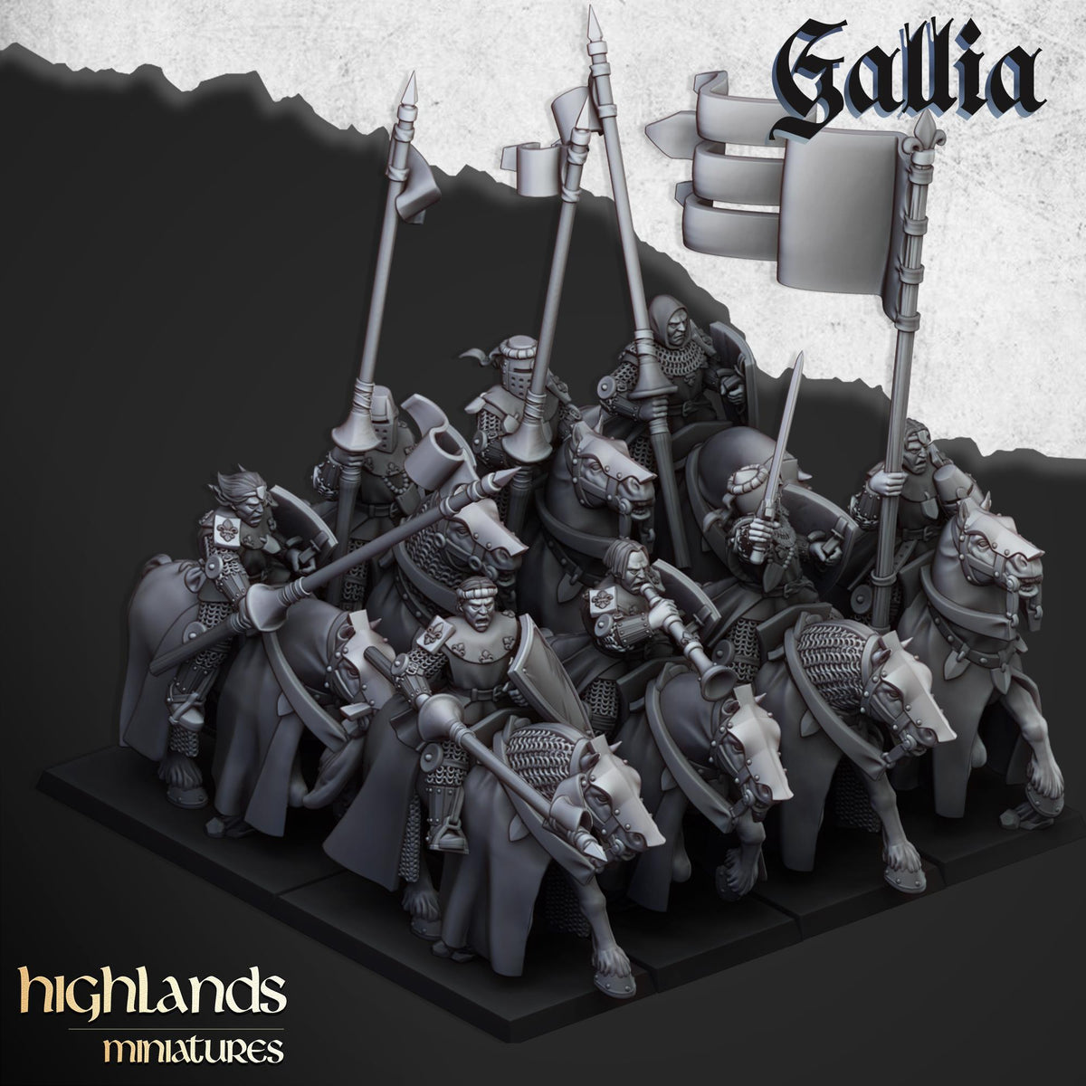 The Peasant Uprising mini set - 28/32mm Scale Premium Resin Models for Wargaming and RPG, DnD, Human, Gallia Durable High Quality Cavalry-2