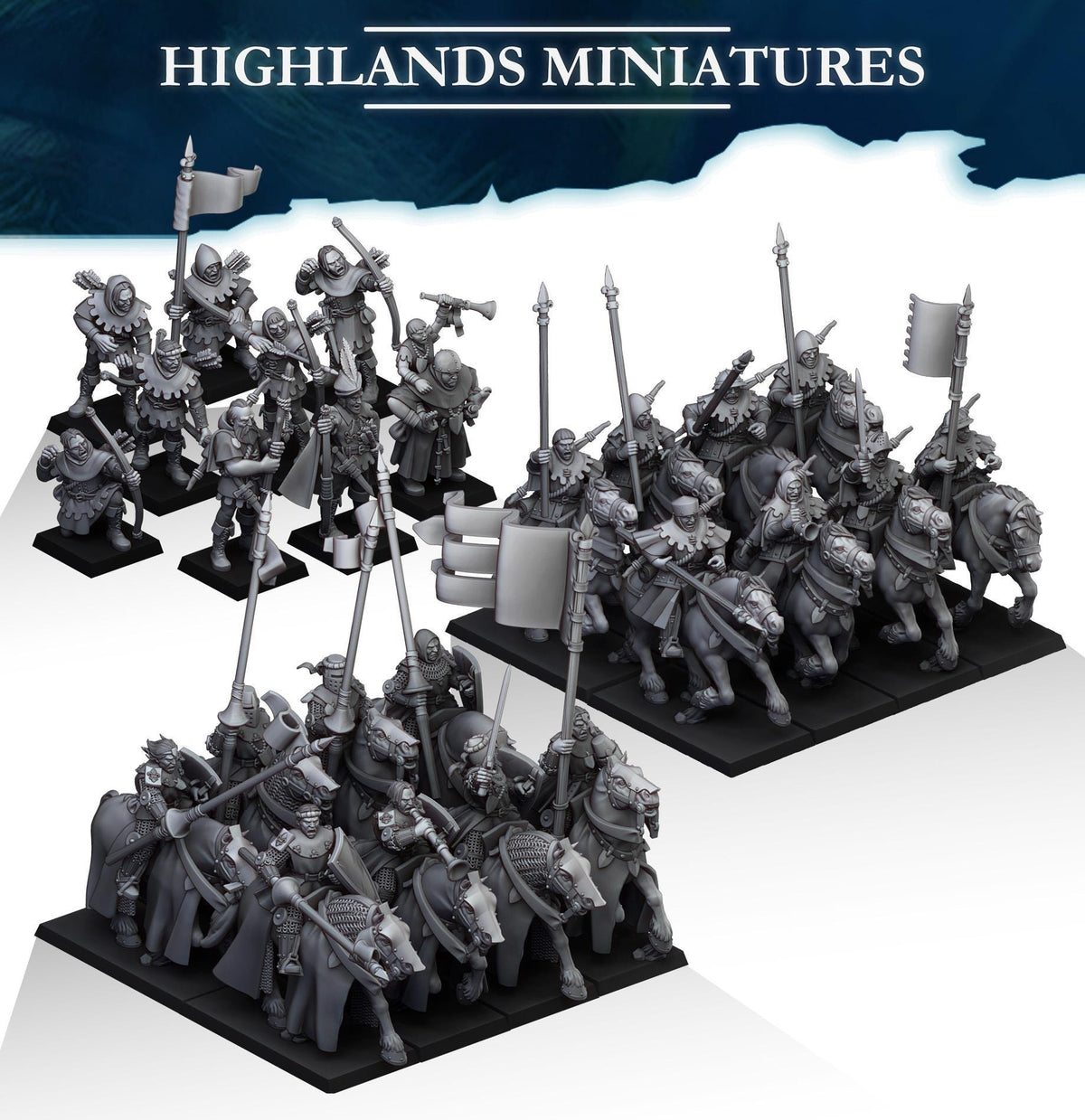 The Peasant Uprising mini set - 28/32mm Scale Premium Resin Models for Wargaming and RPG, DnD, Human, Gallia Durable High Quality Cavalry-1
