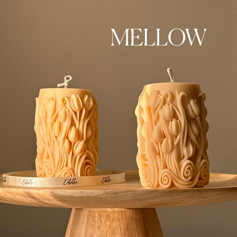 Handmade Tulip Soy Wax Pillar Candle: Home Decor Gift-4