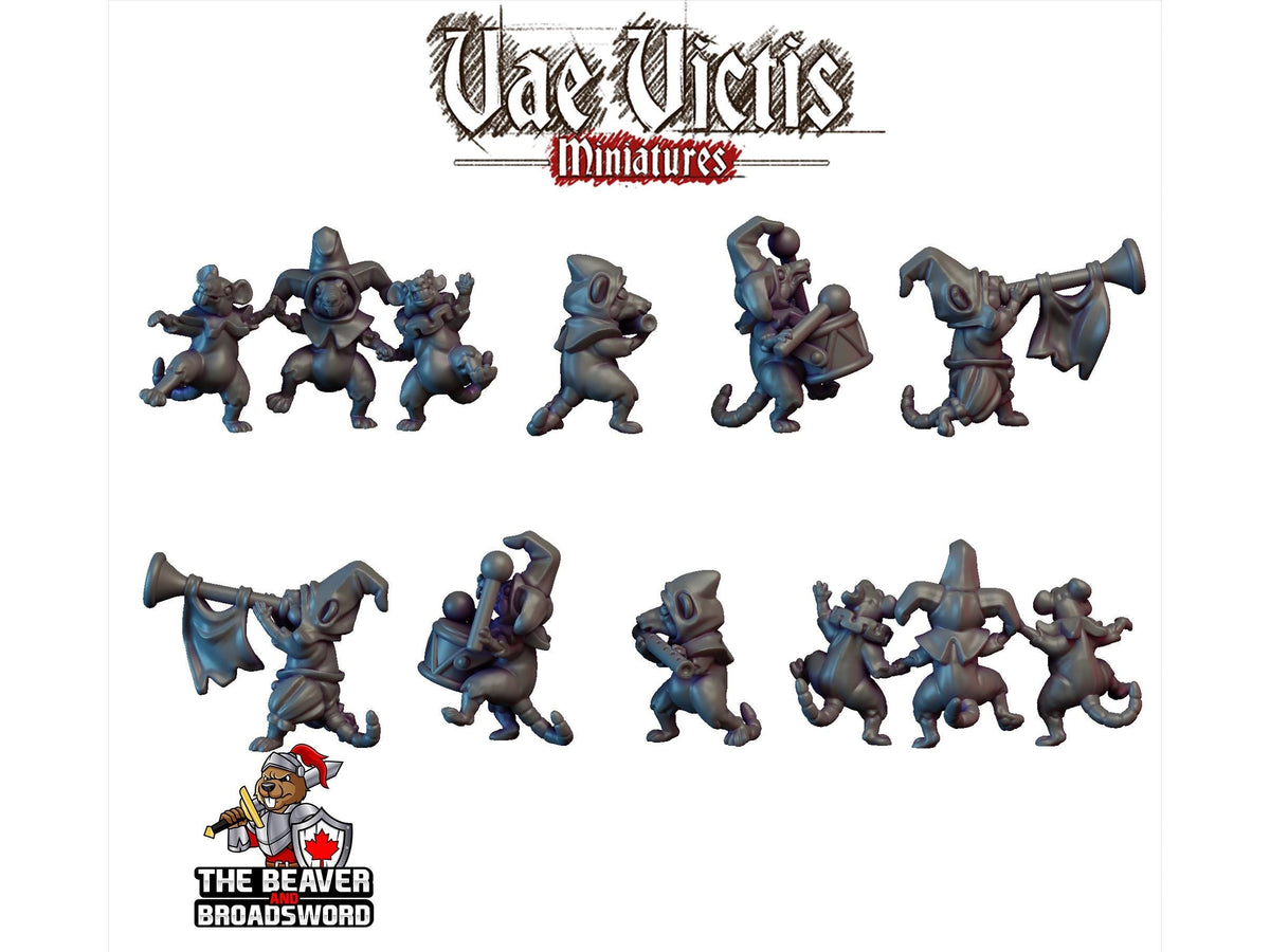 Rats Marching Band - Monster, Fey, Undead, DnD, Fantasy- High Quality Resin Printed 28mm 32mm Tabletop Miniatures, Tough Figurine-1
