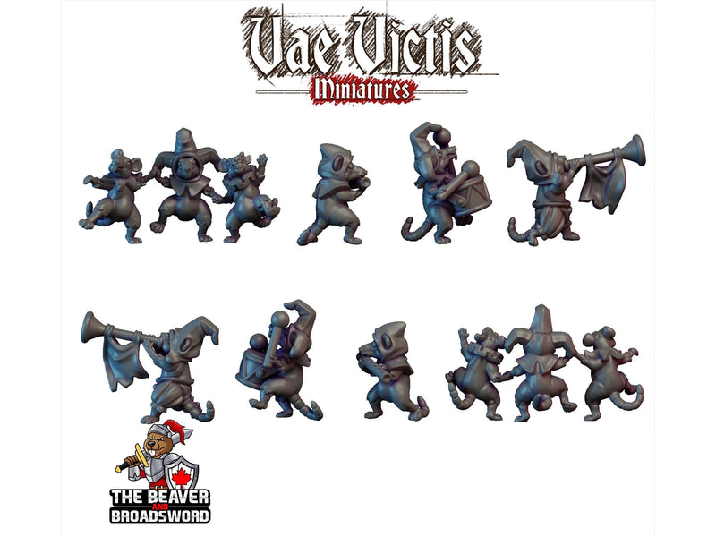 Rats Marching Band - Monster, Fey, Undead, DnD, Fantasy- High Quality Resin Printed 28mm 32mm Tabletop Miniatures, Tough Figurine-1