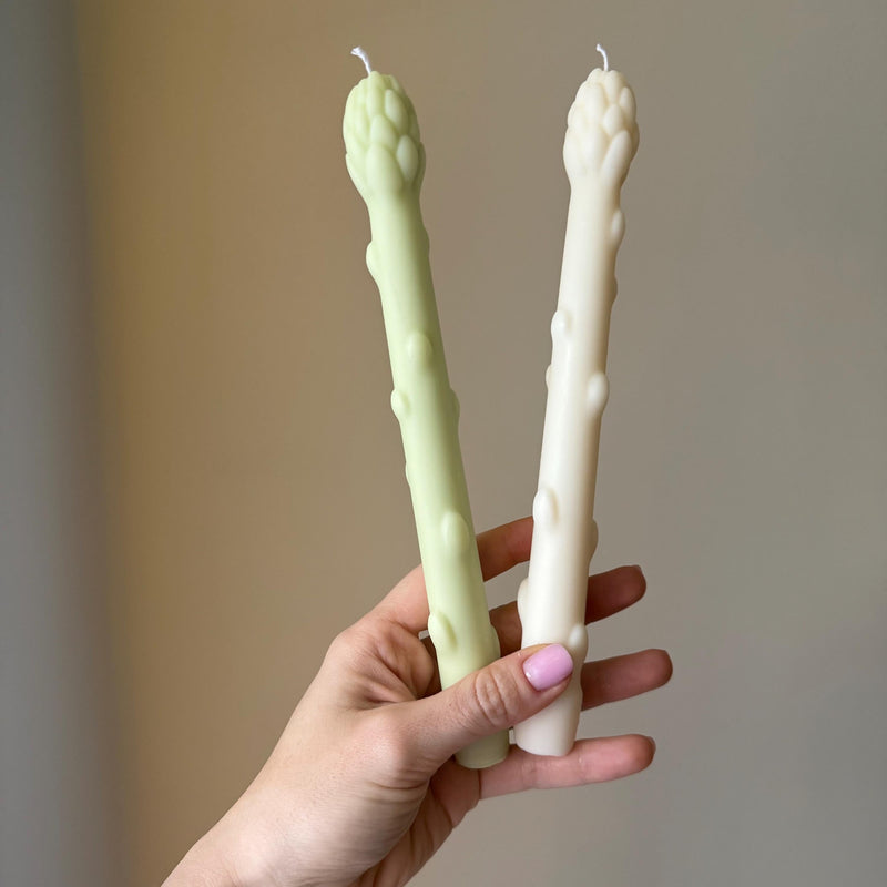 Asparagus Taper Candle: Handmade Soy Wax Dinner Candle-3