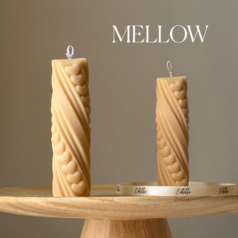 Tiny Hearts Soy Wax Pillar Candle: Handmade Sculptural Decor-4