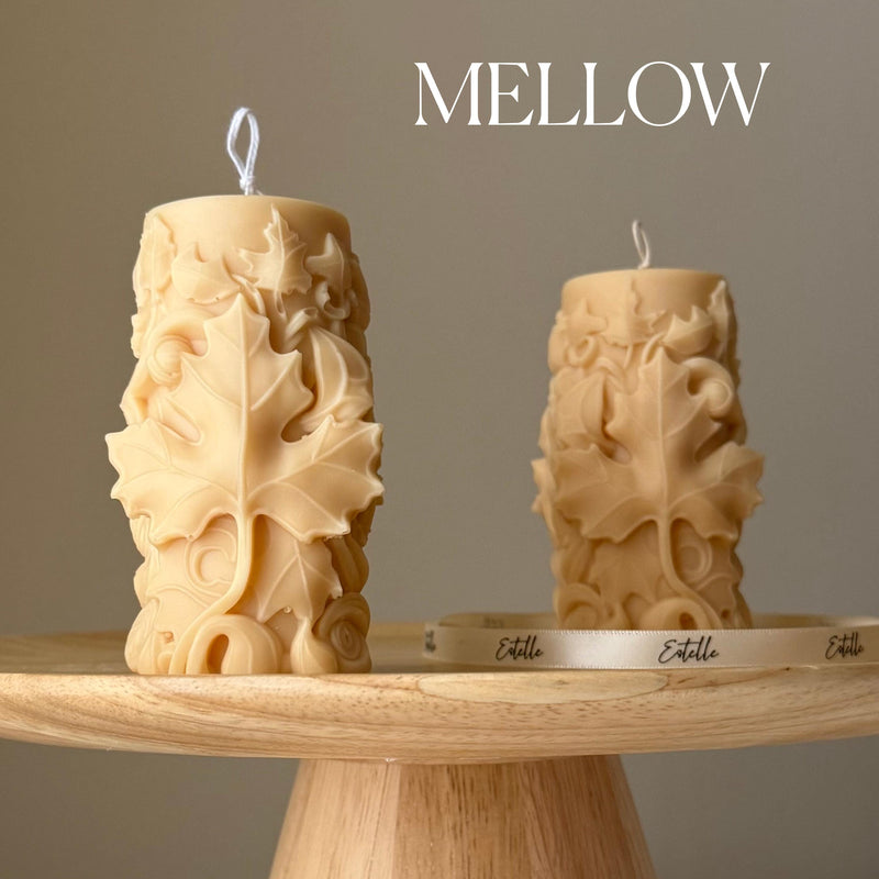 Handmade Maple Leaf Soy Pillar Candle: Home Decor Gift-4