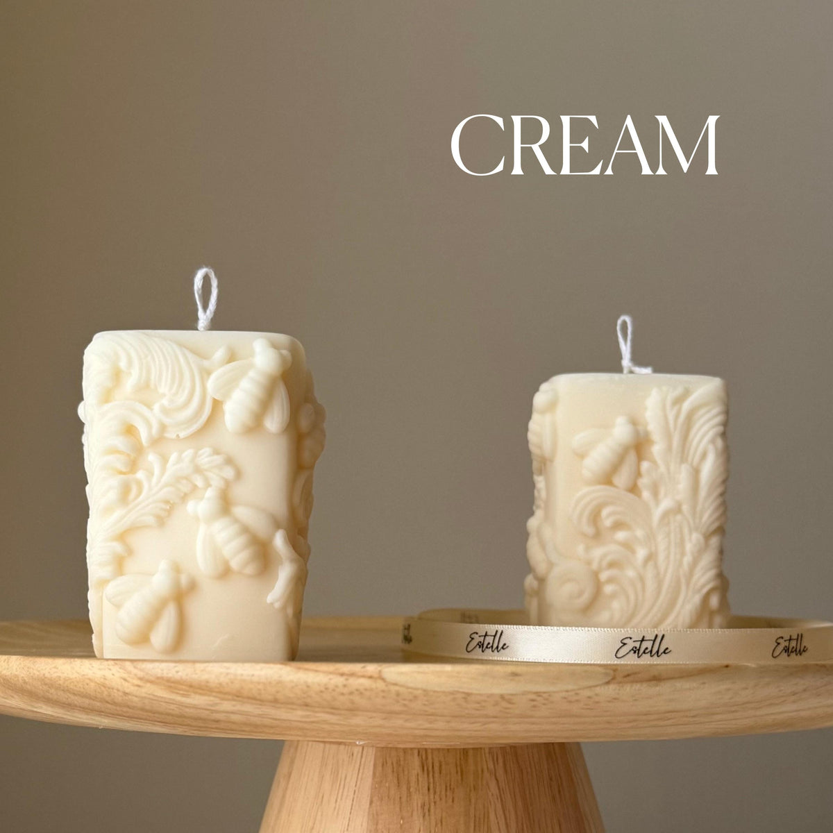 Bees Soy Pillar Candle: Handmade Home Decor-3