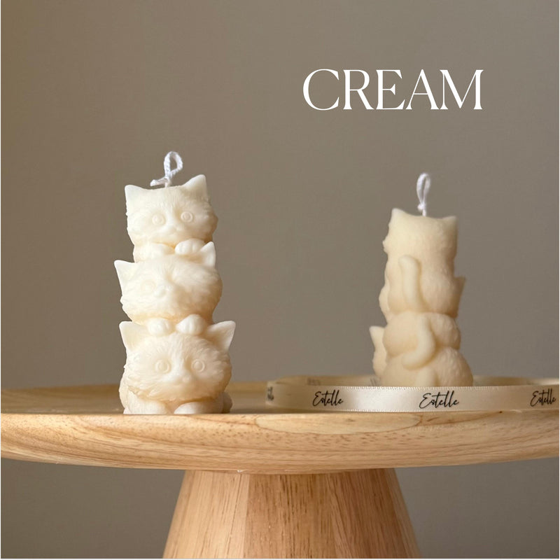 Sculptural Tiny Kittens Candle: Handmade Soy Wax Home Decor-3