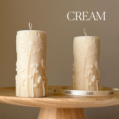 Dandelions Soy Pillar Candle: Handmade Home Decor (12cmx5.5cm)-3