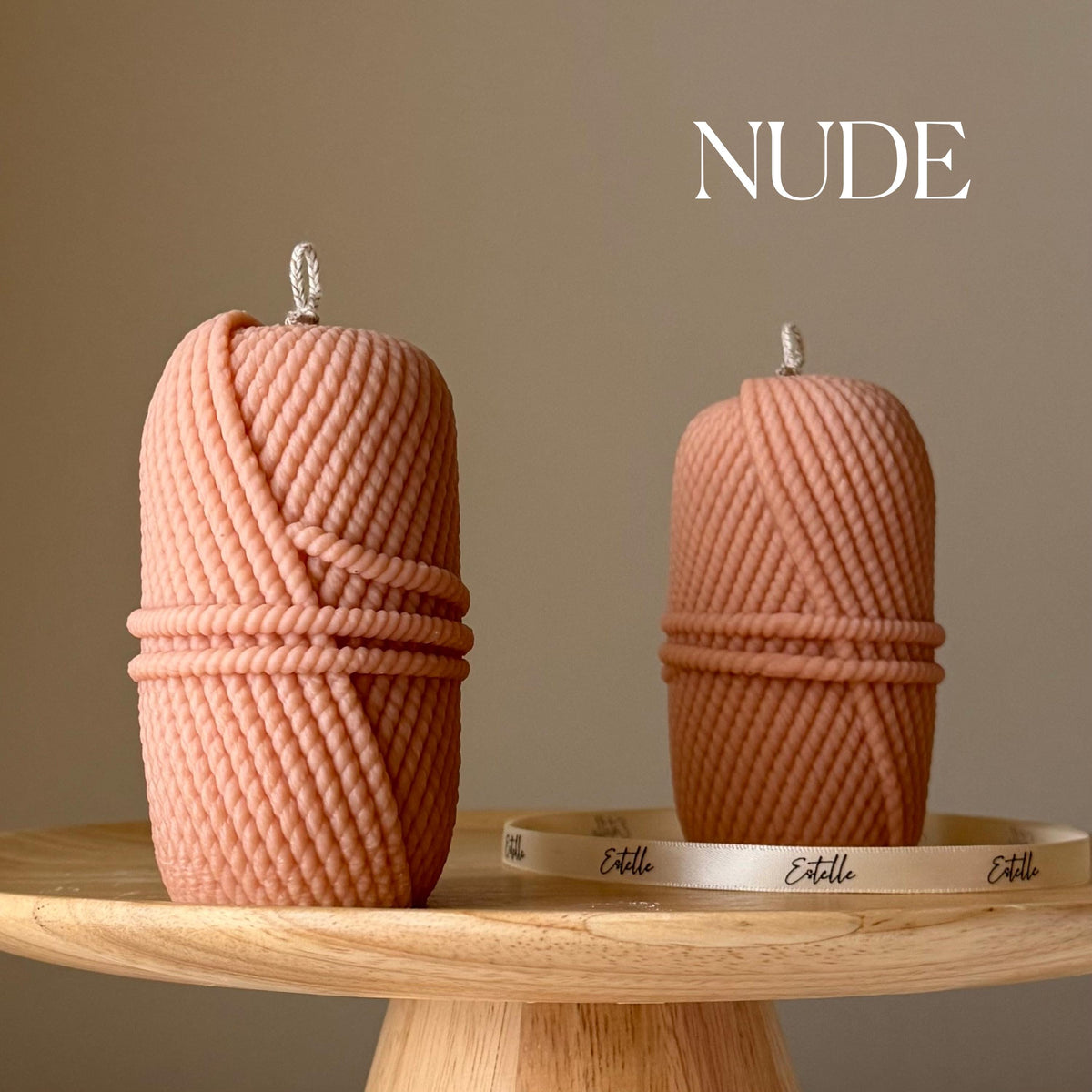 Knitting Wool Soy Pillar Candle: Handmade Home Decor-2