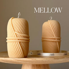 Knitting Wool Soy Pillar Candle: Handmade Home Decor-4