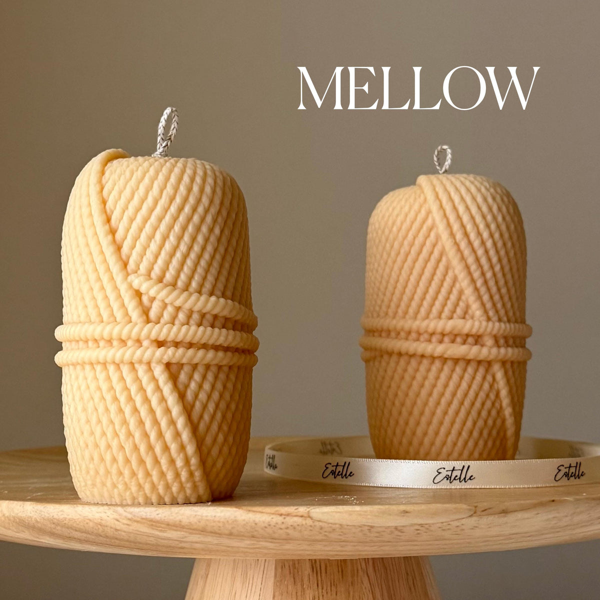 Knitting Wool Soy Pillar Candle: Handmade Home Decor-4