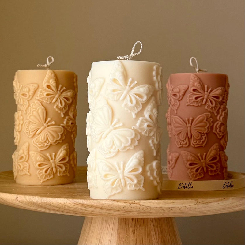 Butterfly Pillar Candle: Shaped Soy Wax Candle, Home Decor-1