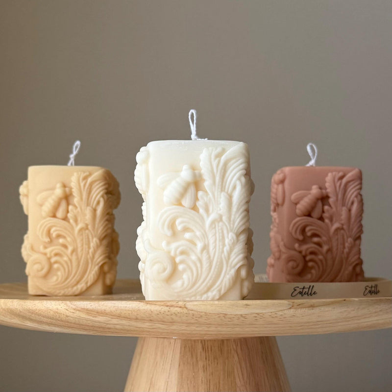 Bees Soy Pillar Candle: Handmade Home Decor-1