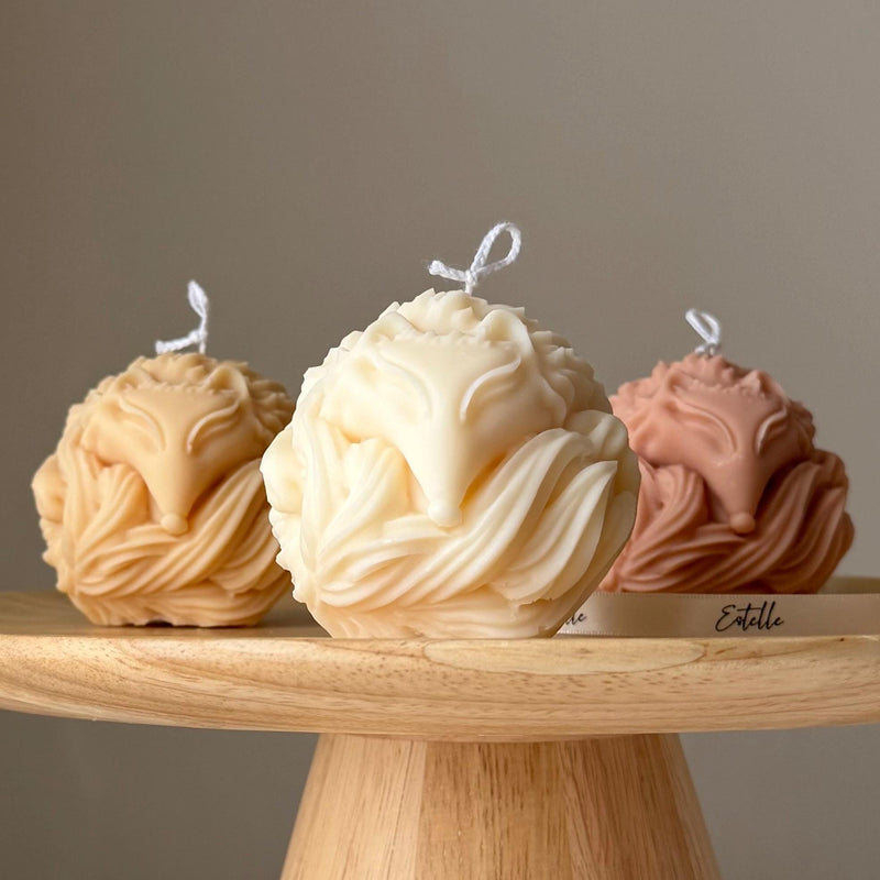Fox Ball Soy Candle: Handmade Sculptural Home Decor-1