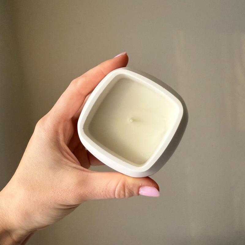 Squircle Soy Wax Candle in Jesmonite Vessel: Handmade Scented Candle-2