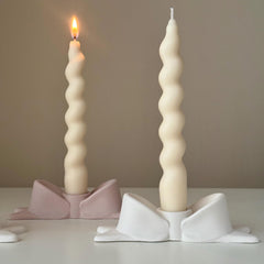 Bowtie Jesmonite Candlestick Holder: Modern Table Decor-5