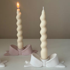 Bowtie Jesmonite Candlestick Holder: Modern Table Decor-2