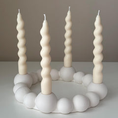 Bubbles Candlestick Holder: Jesmonite Taper Candle, Wedding Table Decor-3