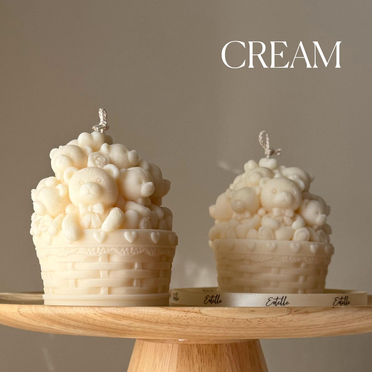 Teddy Bears Basket Candle: Shaped Soy Wax Candle, Home Decor-3