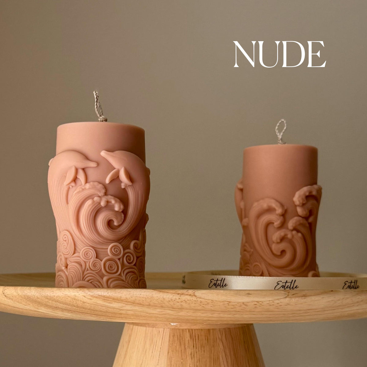 Dolphin Pillar Candle: Handmade Soy Wax Home Decor-2
