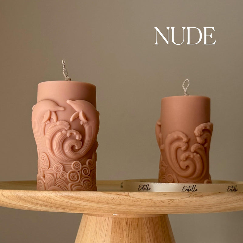 Dolphin Pillar Candle: Handmade Soy Wax Home Decor-2
