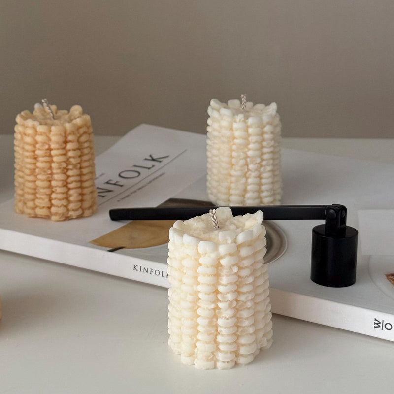 Corn Shaped Soy Candle | Vegan Pillar Candle, Minimalist Decor-3