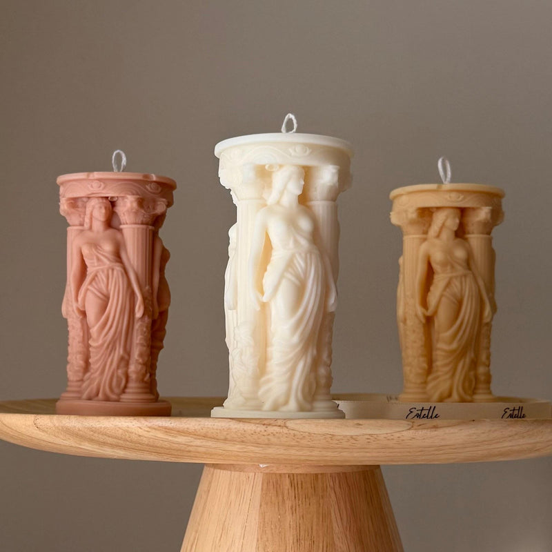 Caryatid Greek Column Soy Candle: Handmade Home Decor-1
