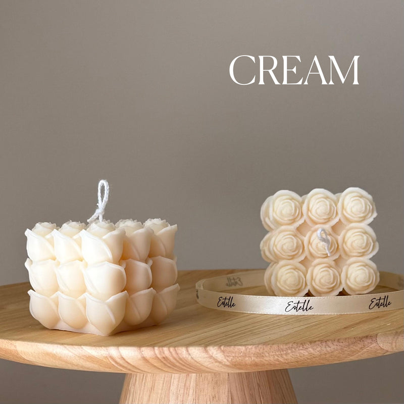 Handmade Rose Cube Candle | Soy Decor-3