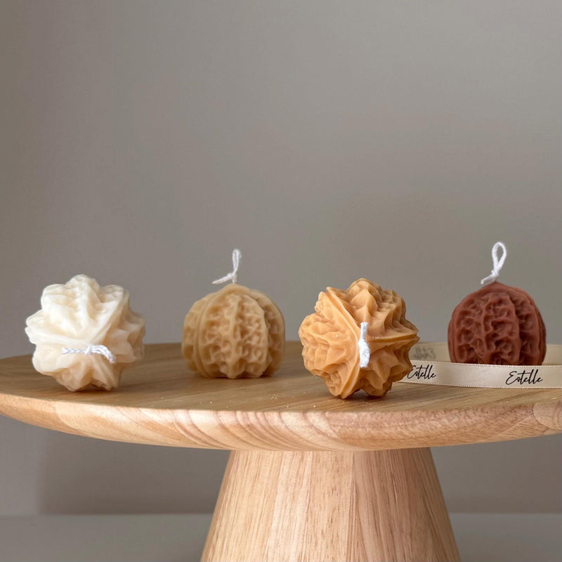 Walnut Shaped Candle | Handmade Soy Pillar Candle, Home Decor-1