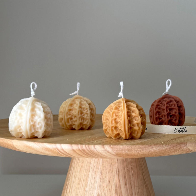 Walnut Shaped Candle | Handmade Soy Pillar Candle, Home Decor-3