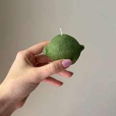 Lime Shaped Candle: Scented Soy Wax, Vegan Pillar Candle-3