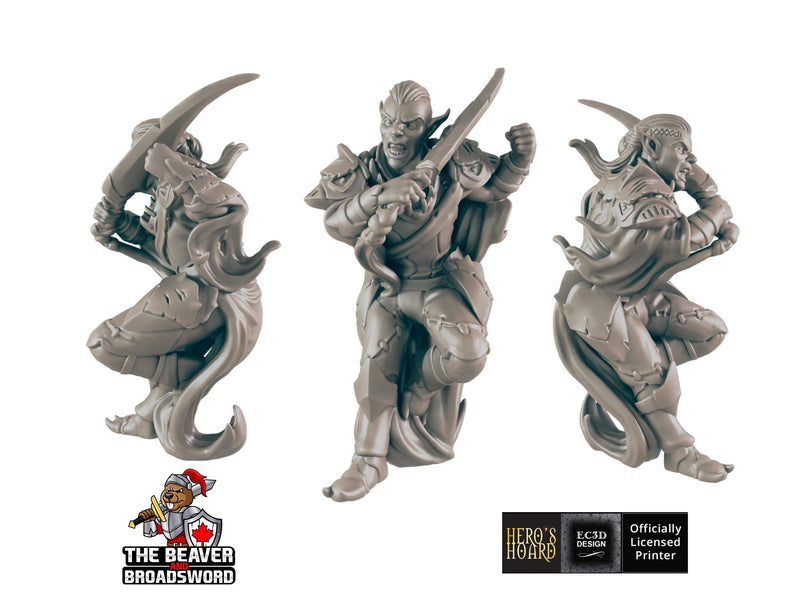 Dark Elf Set | DnD Miniature, Premium Resin, Durable and Tough for your TTRPG and Wargaming! 32mm, 28mm, Male, Drow, Fighter, Rogue-2