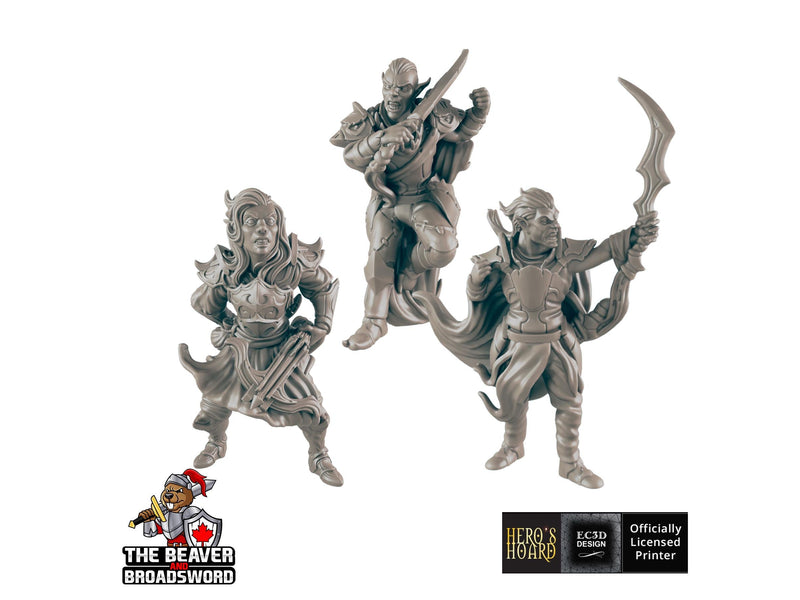 Dark Elf Set | DnD Miniature, Premium Resin, Durable and Tough for your TTRPG and Wargaming! 32mm, 28mm, Male, Drow, Fighter, Rogue-1