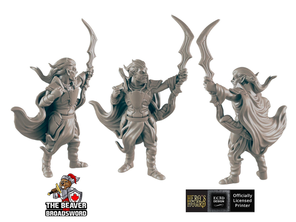 Dark Elf Set | DnD Miniature, Premium Resin, Durable and Tough for your TTRPG and Wargaming! 32mm, 28mm, Male, Drow, Fighter, Rogue-3