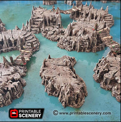 Raised Caverns | DnD Cave Scatter Terrain Rocks Dungeon Printable Scenery RPG Tabletop Miniature Game Tiles 3D Printed TTRPG Pathfinder-5