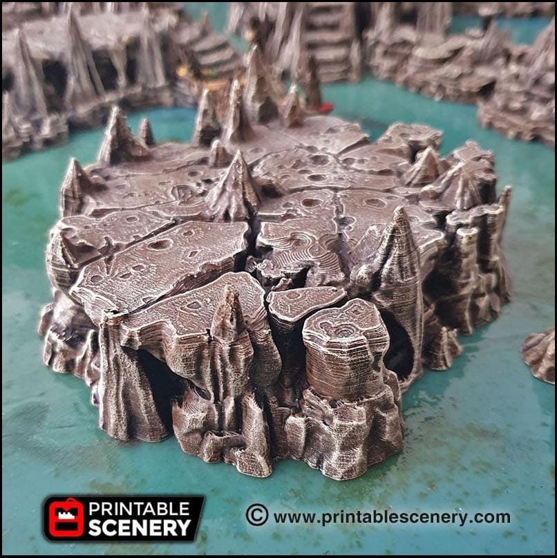Raised Caverns | DnD Cave Scatter Terrain Rocks Dungeon Printable Scenery RPG Tabletop Miniature Game Tiles 3D Printed TTRPG Pathfinder-3