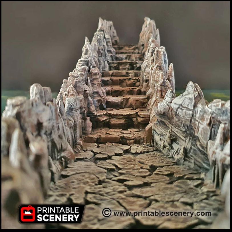 Cavern Ramp | DnD Cave Scatter Terrain Rocks Dungeon Printable Scenery RPG Tabletop Miniature Game Tiles 3D Printed TTRPG Pathfinder
