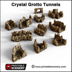 Crystal Tunnels Modular 11pc set | DnD Cave Scatter Terrain Rocks Dungeon Scenery RPG Tabletop Mini Game Tiles 3D Printed TTRPG Grotto-4