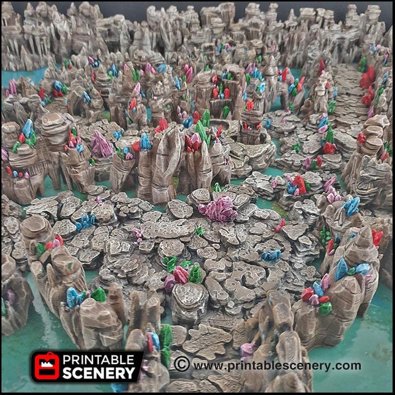 Crystal Tunnels Modular 11pc set | DnD Cave Scatter Terrain Rocks Dungeon Scenery RPG Tabletop Mini Game Tiles 3D Printed TTRPG Grotto-5