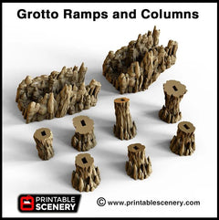 Cavern Ramp | DnD Cave Scatter Terrain Rocks Dungeon Printable Scenery RPG Tabletop Miniature Game Tiles 3D Printed TTRPG Pathfinder-5